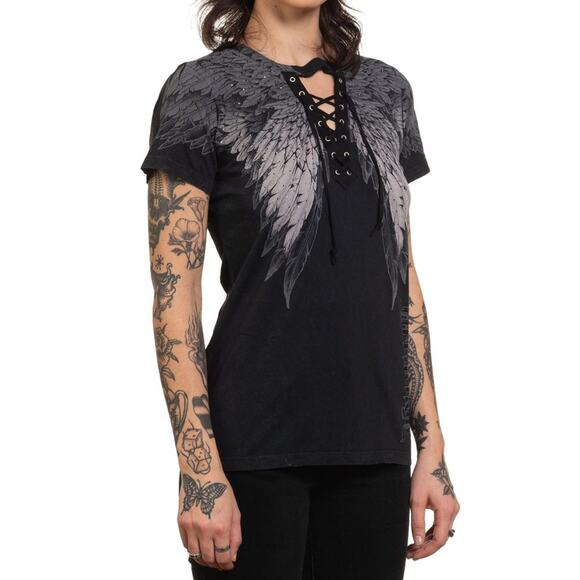 AFFLICTION Age of Winter Short Sleeve Tee Size L New with Tag MSRP $58 SOO - Picture 3 of 8